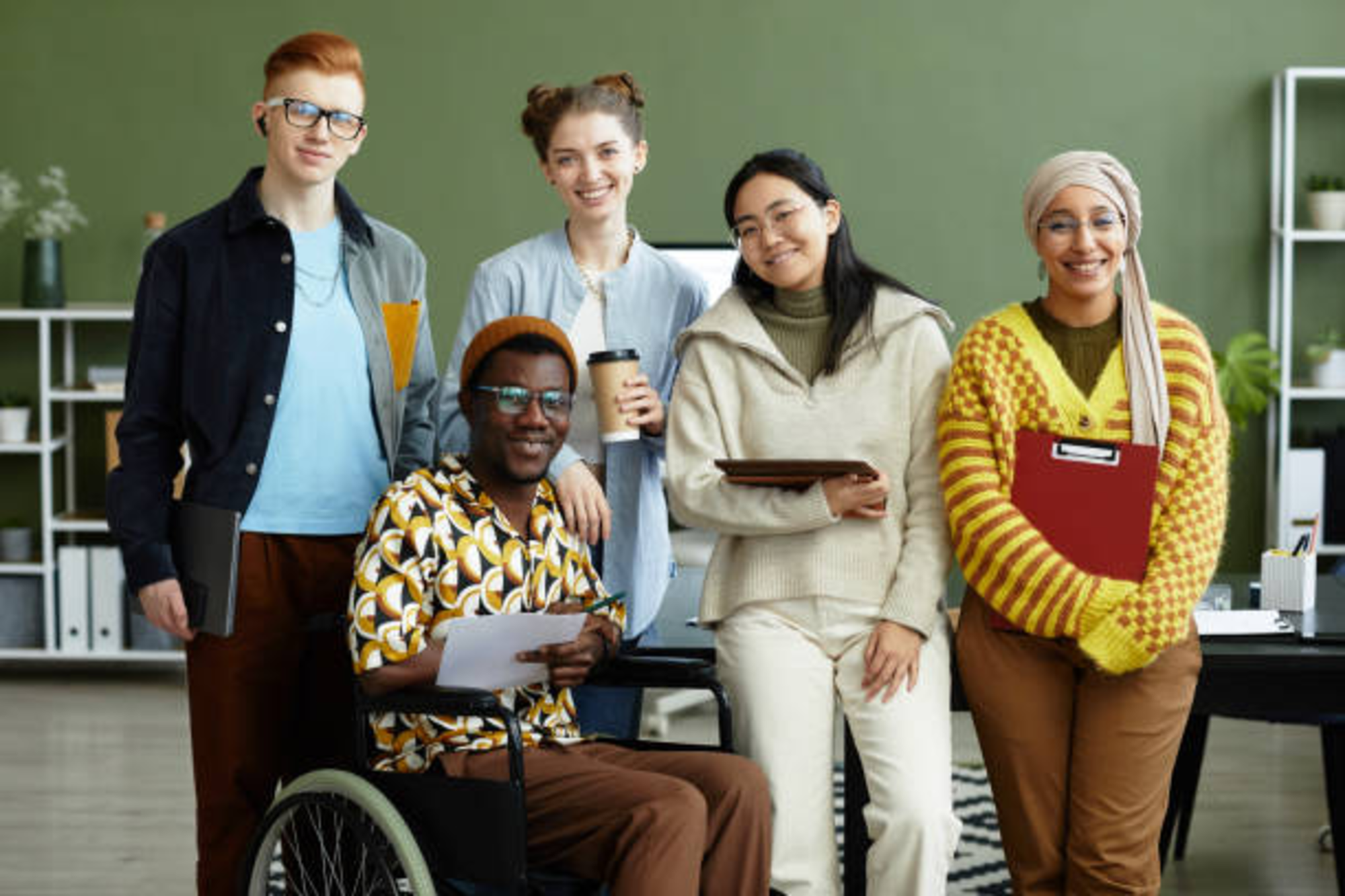 A group photo of people smiling